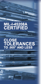 MIL-I-45208A Certified, Close Tolerances To .005” And Less
